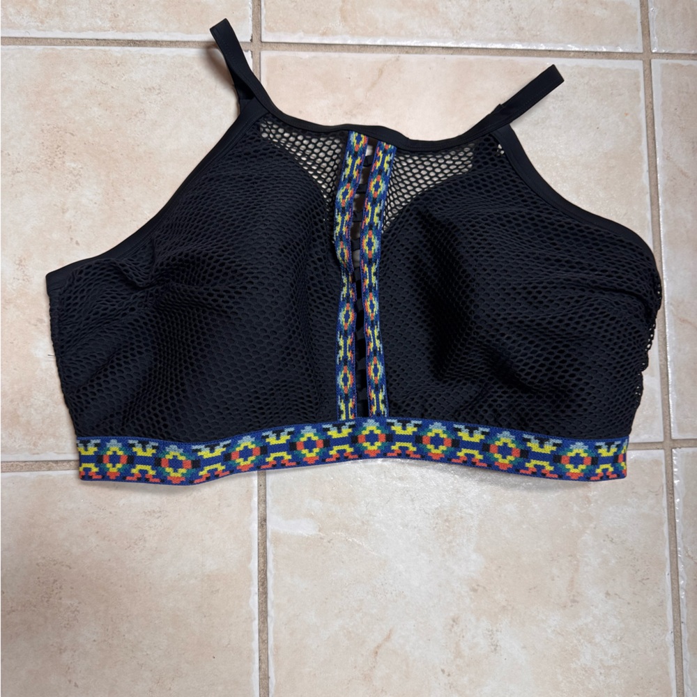 Lane Bryant Cacique Black Swimwear with Multicolor Trim